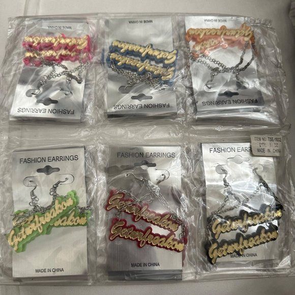 Reseller pack of 12 bachelorette party favor multicolor hanging dangle earrings - Picture 1 of 6